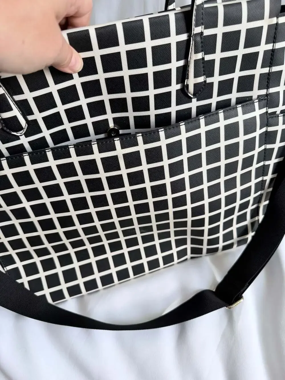 Kate Spade New York Black and White Grid Pattern Diaper/Weekender Bag